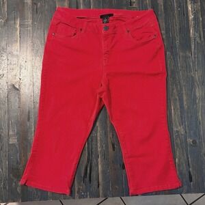 Lane Bryant Red Jean Capri Pants Plus‎ Size 16 Summer Spring Americana